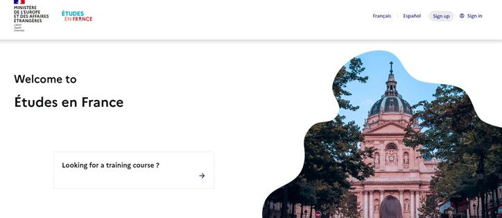 Etudes en France landing page