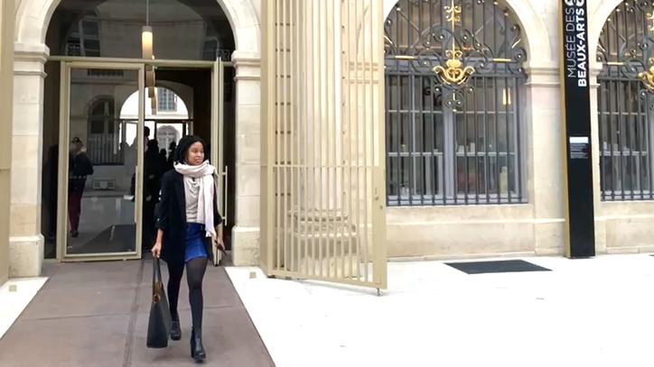 Mbali leaving the Fine Arts Museum